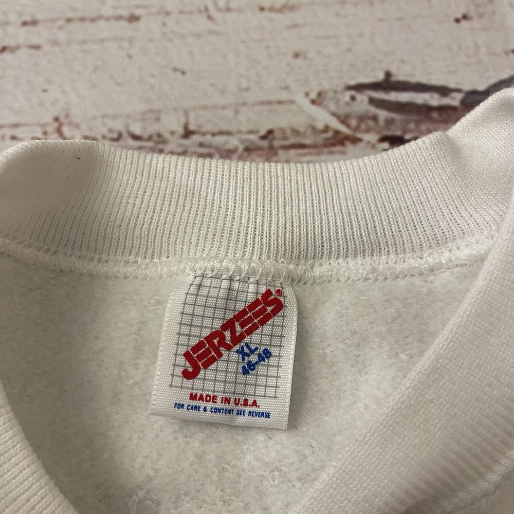 Vintage 1991 Biotech Bay California Jerzees Size XL Sweater‎ Made In USA White - Picture 9 of 12